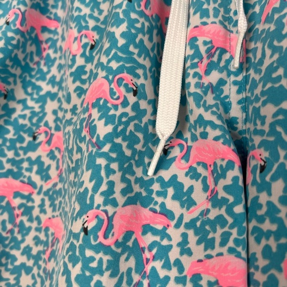 Chubbies Swim Trunks Shorts The Domingos Are For Flamingos AOP Medium Blue Pink - Picture 2 of 7